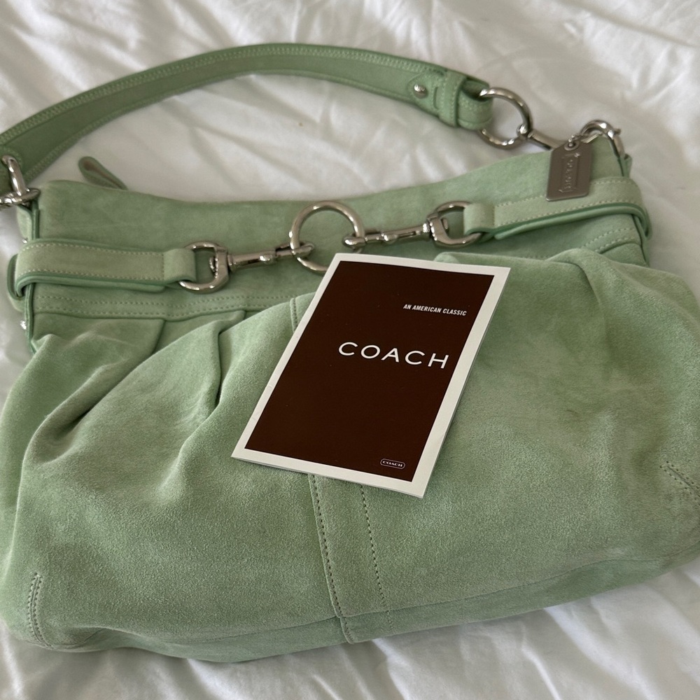 Mint Green Suede Shoulder Bag
